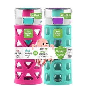Ello Dash Tritan 16oz Water Bottles Yuck Free Covered Spout /Leak Proof Set of 2